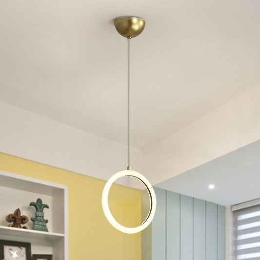 Circular Chandelier Lamp Nordic Acrylic 1/3 Lights Gold Hanging Light Kit for Restaurant 1 Gold Clearhalo 'Ceiling Lights' 'Modern Pendants' 'Modern' 'Pendant Lights' 'Pendants' Lighting' 1713712