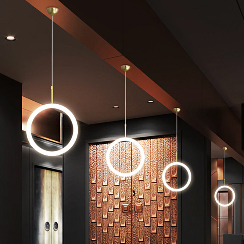 Circular Chandelier Lamp Nordic Acrylic 1/3 Lights Gold Hanging Light Kit for Restaurant Clearhalo 'Ceiling Lights' 'Modern Pendants' 'Modern' 'Pendant Lights' 'Pendants' Lighting' 1713713