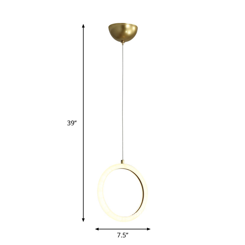 Circular Chandelier Lamp Nordic Acrylic 1/3 Lights Gold Hanging Light Kit for Restaurant Clearhalo 'Ceiling Lights' 'Modern Pendants' 'Modern' 'Pendant Lights' 'Pendants' Lighting' 1713715