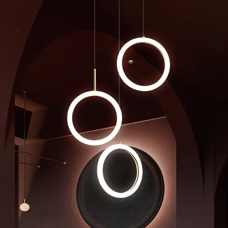 Circular Chandelier Lamp Nordic Acrylic 1/3 Lights Gold Hanging Light Kit for Restaurant Clearhalo 'Ceiling Lights' 'Modern Pendants' 'Modern' 'Pendant Lights' 'Pendants' Lighting' 1713717