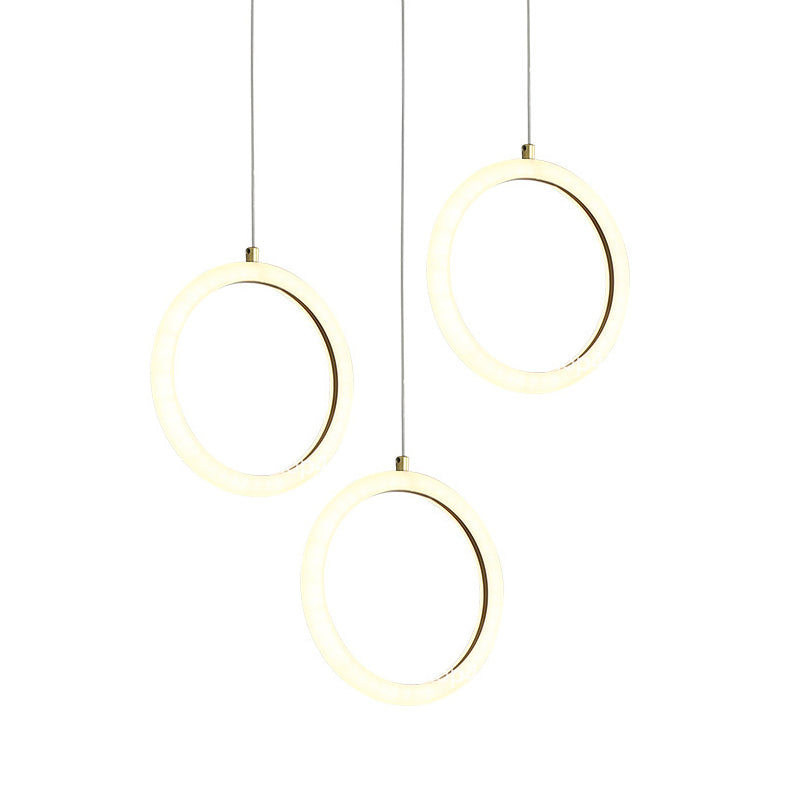 Circular Chandelier Lamp Nordic Acrylic 1/3 Lights Gold Hanging Light Kit for Restaurant Clearhalo 'Ceiling Lights' 'Modern Pendants' 'Modern' 'Pendant Lights' 'Pendants' Lighting' 1713719