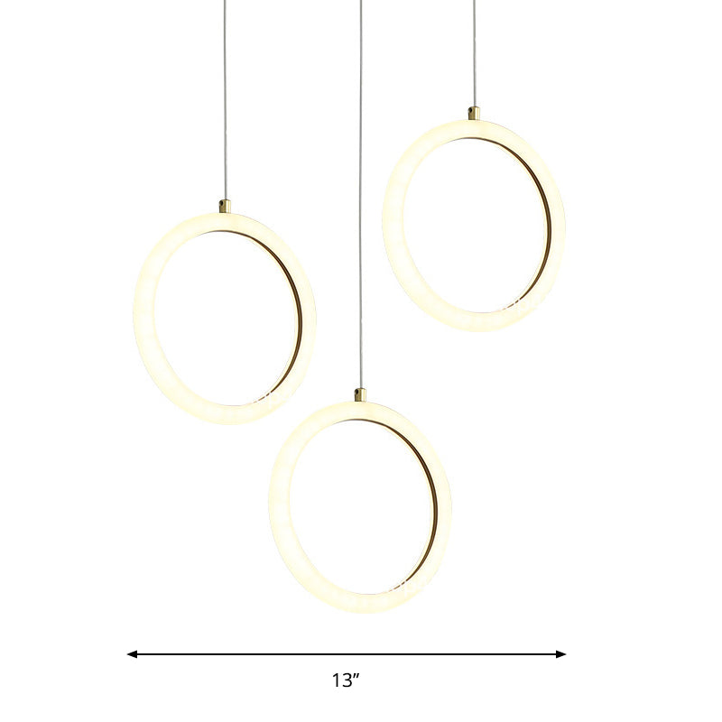 Circular Chandelier Lamp Nordic Acrylic 1/3 Lights Gold Hanging Light Kit for Restaurant Clearhalo 'Ceiling Lights' 'Modern Pendants' 'Modern' 'Pendant Lights' 'Pendants' Lighting' 1713720