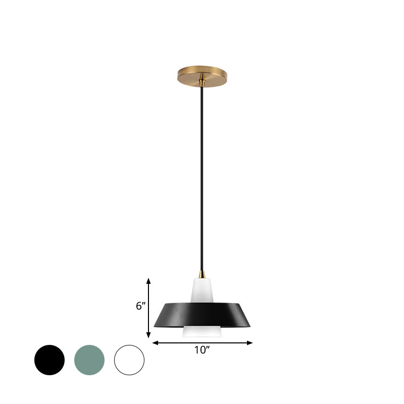 Black/White/Green Capped Hanging Lighting Minimalist 1-Light Metallic Pendant Lamp for Bedroom Clearhalo 'Ceiling Lights' 'Modern Pendants' 'Modern' 'Pendant Lights' 'Pendants' Lighting' 1713741