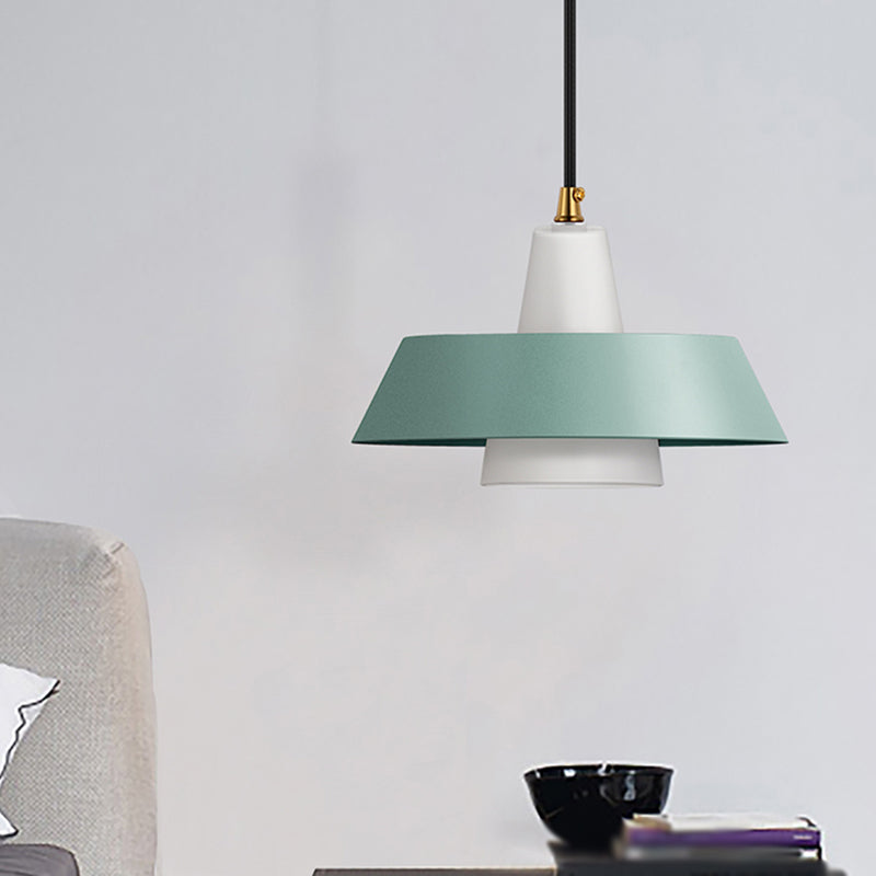 Black/White/Green Capped Hanging Lighting Minimalist 1-Light Metallic Pendant Lamp for Bedroom Clearhalo 'Ceiling Lights' 'Modern Pendants' 'Modern' 'Pendant Lights' 'Pendants' Lighting' 1713744