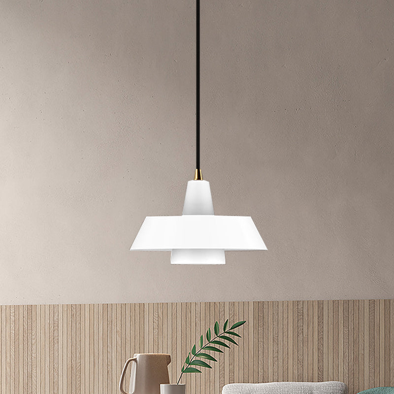 Black/White/Green Capped Hanging Lighting Minimalist 1-Light Metallic Pendant Lamp for Bedroom White Clearhalo 'Ceiling Lights' 'Modern Pendants' 'Modern' 'Pendant Lights' 'Pendants' Lighting' 1713746