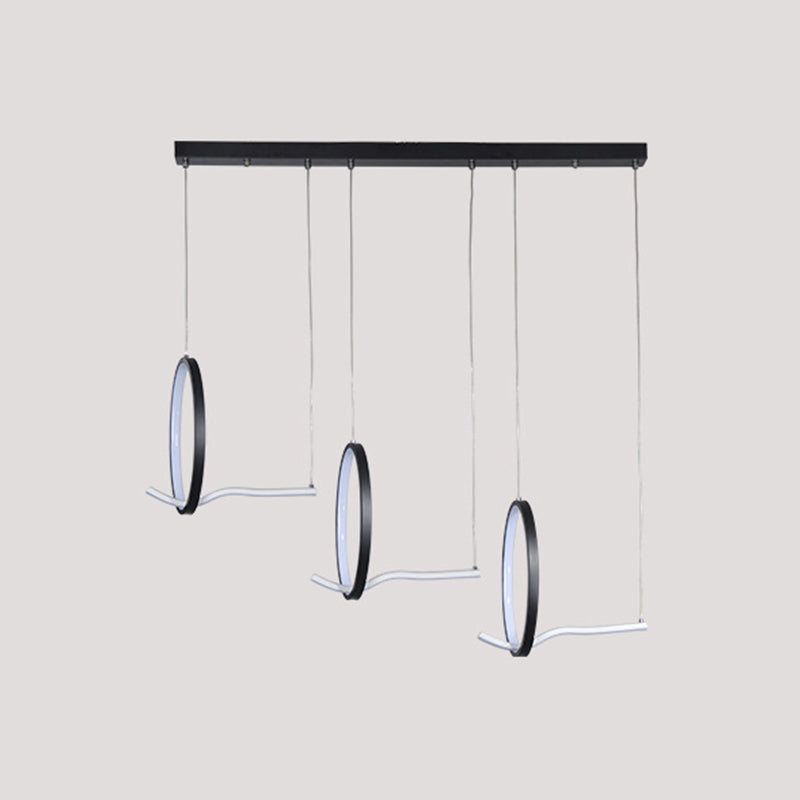 Metallic 3 Ringed Chandelier Lamp Modernist LED Hanging Light Kit in Black/Gold, Warm/White Light Clearhalo 'Ceiling Lights' 'Modern Pendants' 'Modern' 'Pendant Lights' 'Pendants' Lighting' 1713757