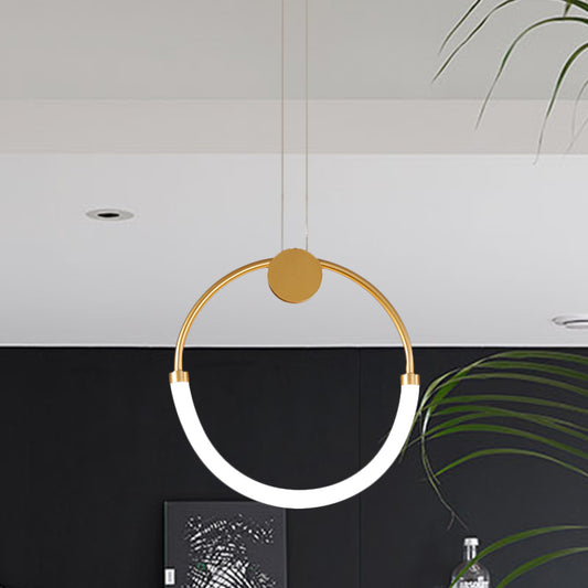 Acrylic Circular Chandelier Lamp Nordic 1/3 Bulbs Gold Pendant Lighting Fixture in Warm/White Light Clearhalo 'Ceiling Lights' 'Modern Pendants' 'Modern' 'Pendant Lights' 'Pendants' Lighting' 1713759