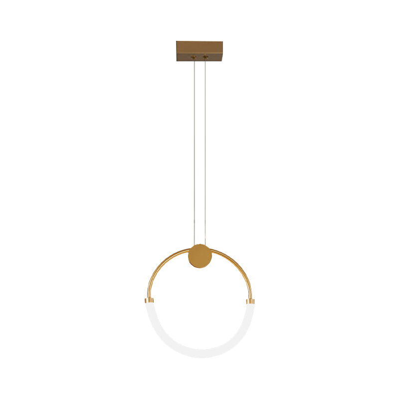 Acrylic Circular Chandelier Lamp Nordic 1/3 Bulbs Gold Pendant Lighting Fixture in Warm/White Light Clearhalo 'Ceiling Lights' 'Modern Pendants' 'Modern' 'Pendant Lights' 'Pendants' Lighting' 1713760