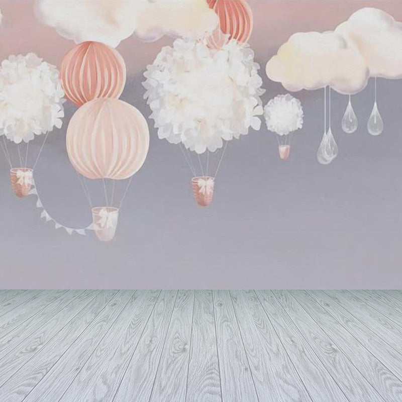 Balloon and Cloud Print Mural Cartoon Washable Baby Room Wall Covering, Made to Measure Purple Clearhalo 'Wall Decor' 'Wall Mural' 1713919