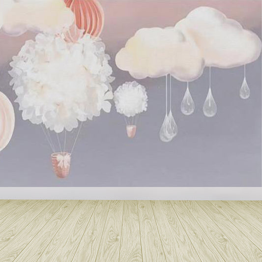 Balloon and Cloud Print Mural Cartoon Washable Baby Room Wall Covering, Made to Measure Clearhalo 'Wall Decor' 'Wall Mural' 1713920