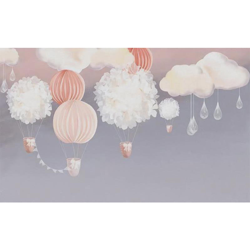 Balloon and Cloud Print Mural Cartoon Washable Baby Room Wall Covering, Made to Measure Clearhalo 'Wall Decor' 'Wall Mural' 1713922