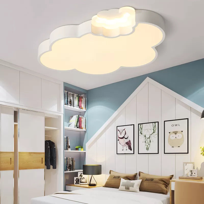 Cloud Kindergarten Flush Ceiling Light Acrylic Modern Ceiling Lamp in White Finish White Warm Clearhalo 'Ceiling Lights' 'Close To Ceiling Lights' 'Close to ceiling' 'Flush mount' Lighting' 171409