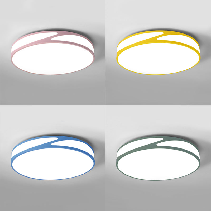 14"/18"/21.5" W Round Shape Flush Mount Light Macaron Loft Acrylic Candy Colored Ceiling Fixture in Blue/Green/Pink/Yellow for Kid's Room Clearhalo 'Ceiling Lights' 'Close To Ceiling Lights' 'Close to ceiling' 'Flush mount' Lighting' 171420