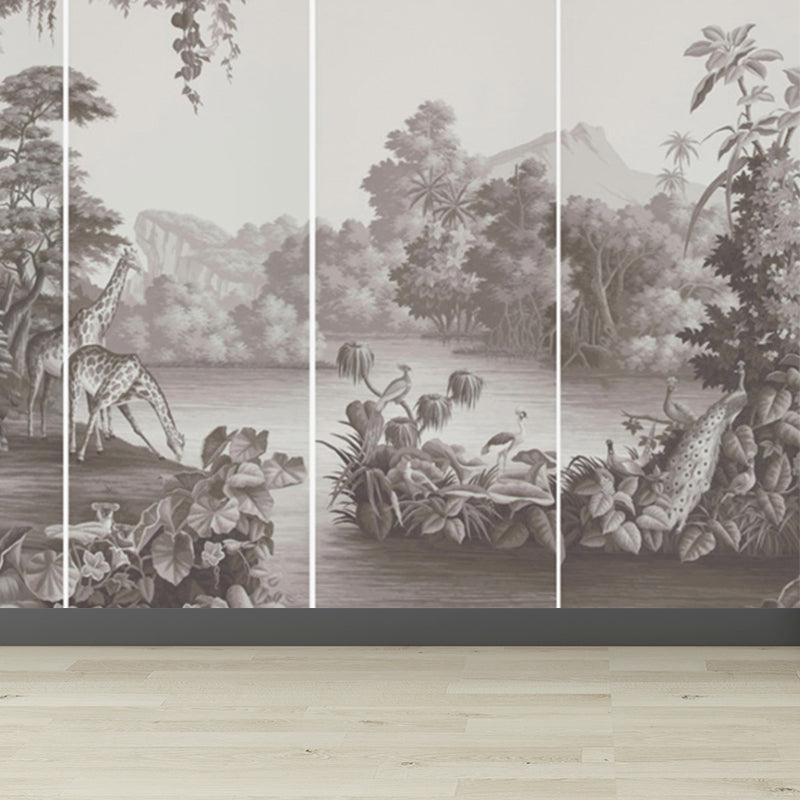 Whole Forest Scene Mural Wallpaper for Wall Decor Tropical Bedroom Wall Covering Clearhalo 'Wall Decor' 'Wall Mural' 1714256