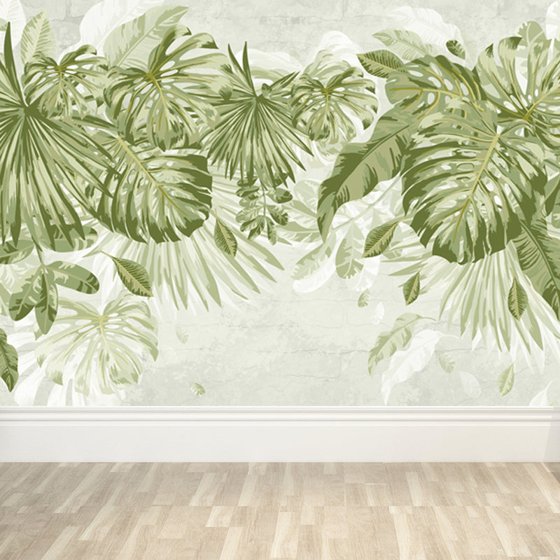 Verdant Botanical Leaves Mural Wallpaper for Living Room Plants Wall Art, Custom Light Green Clearhalo 'Wall Decor' 'Wall Mural' 1714289