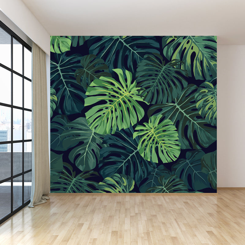 Verdant Botanical Leaves Mural Wallpaper for Living Room Plants Wall Art, Custom Clearhalo 'Wall Decor' 'Wall Mural' 1714295