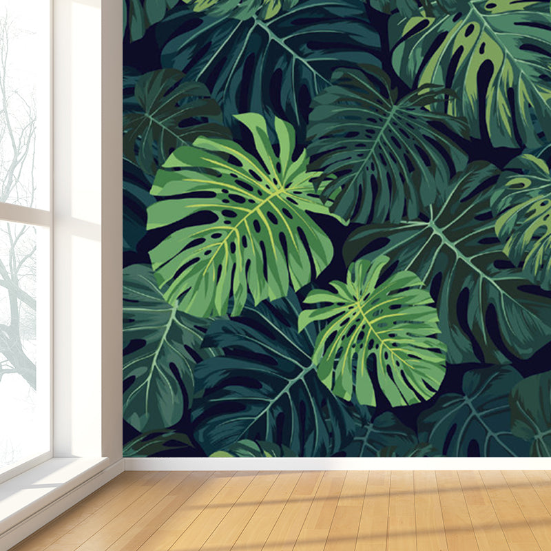 Verdant Botanical Leaves Mural Wallpaper for Living Room Plants Wall Art, Custom Clearhalo 'Wall Decor' 'Wall Mural' 1714296