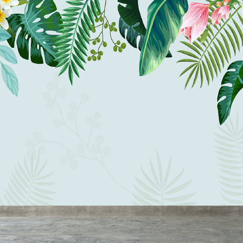 Verdant Botanical Leaves Mural Wallpaper for Living Room Plants Wall Art, Custom Clearhalo 'Wall Decor' 'Wall Mural' 1714301