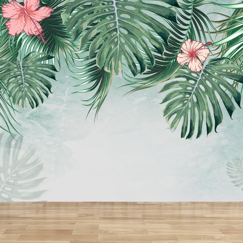 Verdant Botanical Leaves Mural Wallpaper for Living Room Plants Wall Art, Custom Clearhalo 'Wall Decor' 'Wall Mural' 1714306