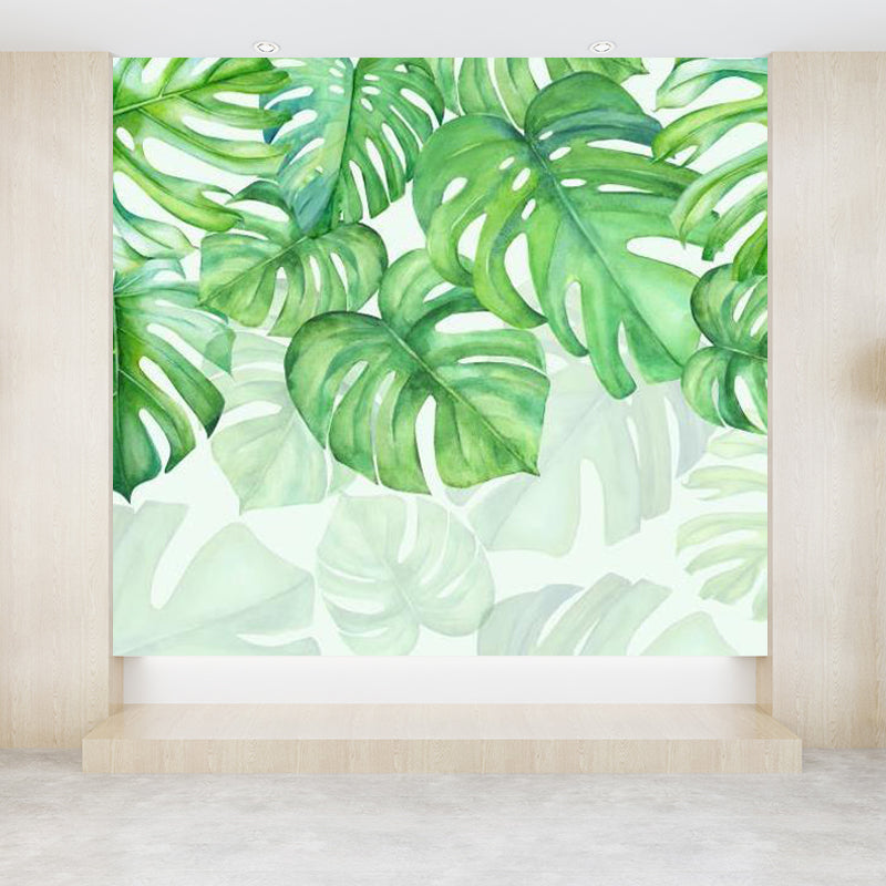 Verdant Botanical Leaves Mural Wallpaper for Living Room Plants Wall Art, Custom Green Clearhalo 'Wall Decor' 'Wall Mural' 1714309