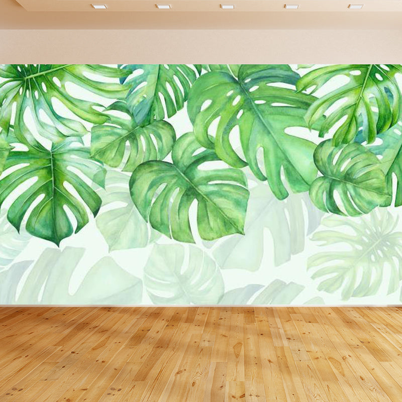 Verdant Botanical Leaves Mural Wallpaper for Living Room Plants Wall Art, Custom Clearhalo 'Wall Decor' 'Wall Mural' 1714310