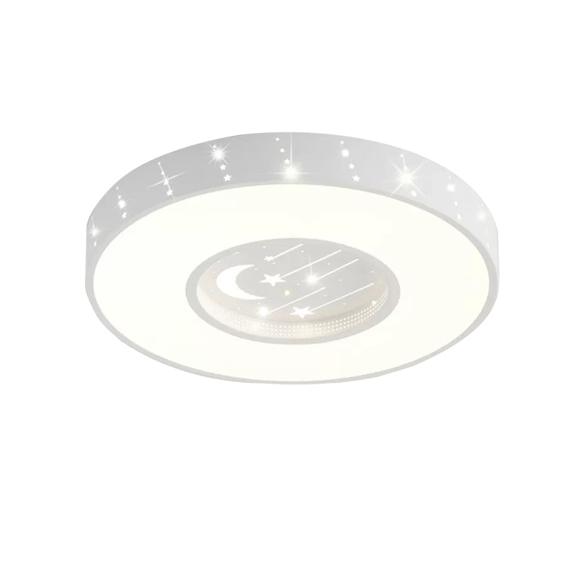 Metal Starry Round Flush Light Girls Bedroom Cartoon Ceiling Mount Light in White Clearhalo 'Ceiling Lights' 'Close To Ceiling Lights' 'Close to ceiling' Lighting' 171448