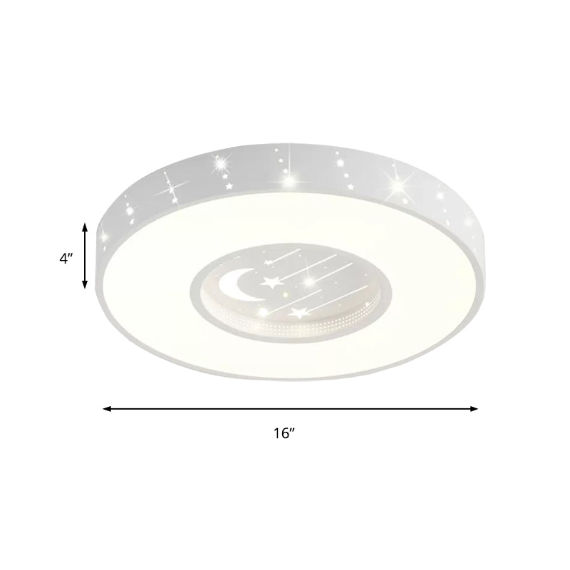 Metal Starry Round Flush Light Girls Bedroom Cartoon Ceiling Mount Light in White Clearhalo 'Ceiling Lights' 'Close To Ceiling Lights' 'Close to ceiling' Lighting' 171449