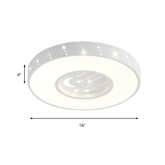 Metal Starry Round Flush Light Girls Bedroom Cartoon Ceiling Mount Light in White Clearhalo 'Ceiling Lights' 'Close To Ceiling Lights' 'Close to ceiling' Lighting' 171449