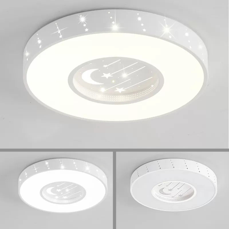 Metal Starry Round Flush Light Girls Bedroom Cartoon Ceiling Mount Light in White Clearhalo 'Ceiling Lights' 'Close To Ceiling Lights' 'Close to ceiling' Lighting' 171451