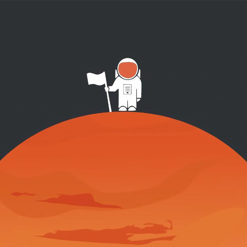 Astronaut Planet Landing Wall Mural Black and Orange Kids Style Wall Art for Bedroom Clearhalo 'Wall Decor' 'Wall Mural' 1714552