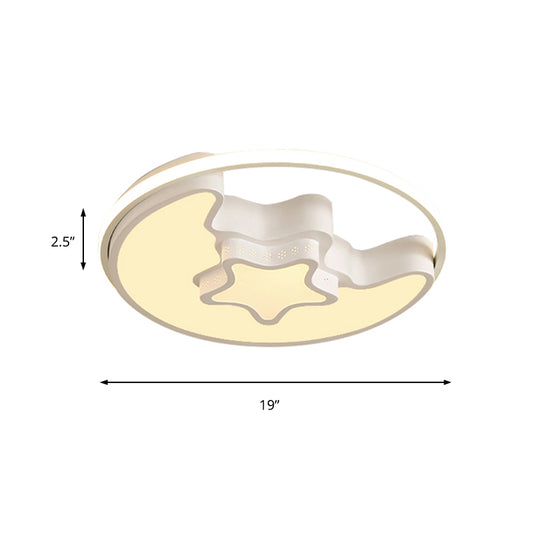Contemporary Star Moon Flush Mount Light Metal White Etched Ceiling Light for Foyer Clearhalo 'Ceiling Lights' 'Close To Ceiling Lights' 'Close to ceiling' 'Flush mount' Lighting' 171472