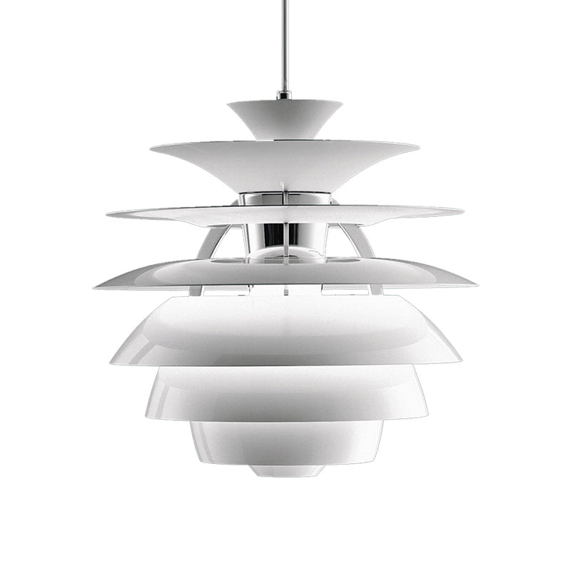 Tiered Ceiling Hanging Light with Pinecone Shade Nordic Aluminum 1 Light Dining Room Pendant Lamp in White Clearhalo 'Ceiling Lights' 'Modern Pendants' 'Modern' 'Pendant Lights' 'Pendants' Lighting' 171476