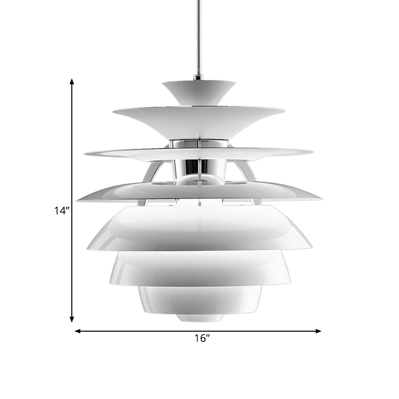 Tiered Ceiling Hanging Light with Pinecone Shade Nordic Aluminum 1 Light Dining Room Pendant Lamp in White Clearhalo 'Ceiling Lights' 'Modern Pendants' 'Modern' 'Pendant Lights' 'Pendants' Lighting' 171477