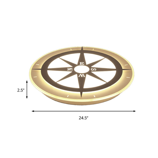 White Compass Flushmount Light Creative Acrylic Ceiling Fixture for Nursing Room Clearhalo 'Ceiling Lights' 'Close To Ceiling Lights' 'Close to ceiling' 'Flush mount' Lighting' 171485