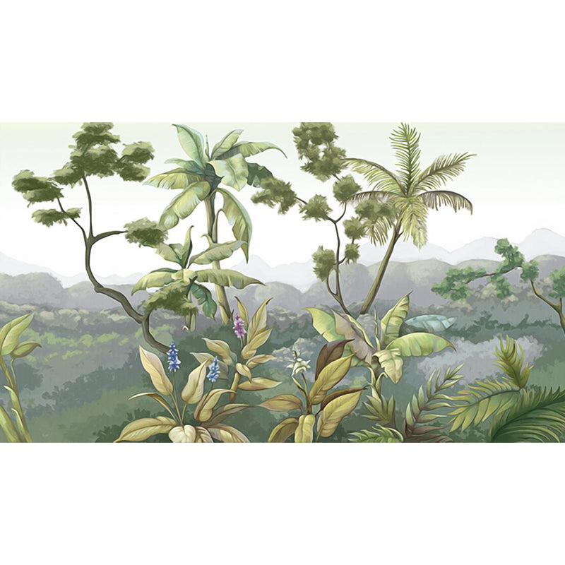 Tropical Botanical Wall Mural Non-Woven Stain-Proof Pastel Color Wall Art for Bedroom Clearhalo 'Wall Decor' 'Wall Mural' 1714927