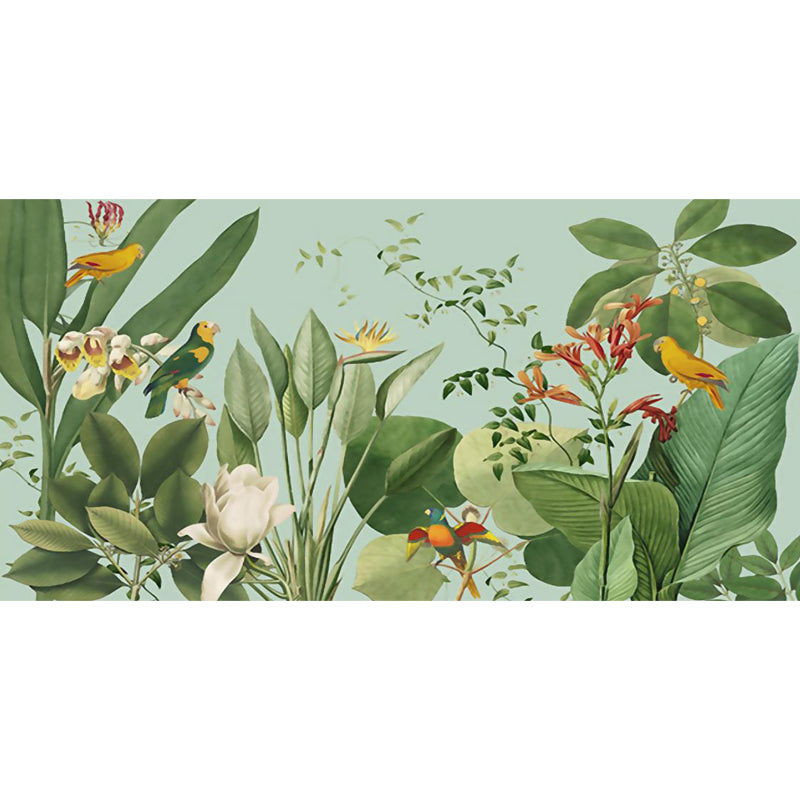 Tropical Botanical Wall Mural Non-Woven Stain-Proof Pastel Color Wall Art for Bedroom Clearhalo 'Wall Decor' 'Wall Mural' 1714937