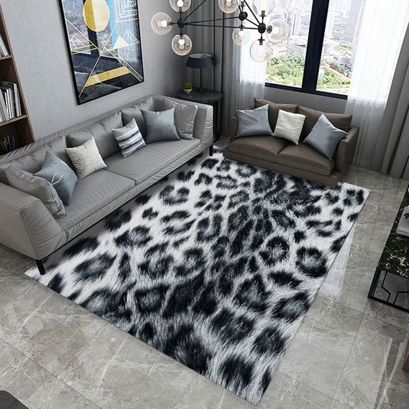 Casual Modern Rug in Grey and Brown Animal Leaf Peacock Feather Pattern Rug Polyester Non-Slip Carpet for Home Decor Black Clearhalo 'Area Rug' 'Modern' 'Rugs' Rug' 1714989