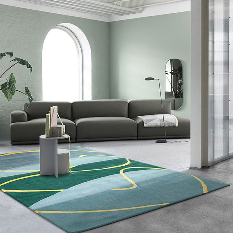 Blue and Green Abstract Rug Polyester Modernist Rug Washable Pet Friendly Area Rug for Living Room Clearhalo 'Area Rug' 'Rug' 1715014