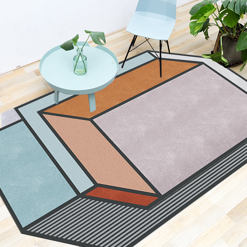 Novelty Living Room Irregular Rug Colorful Color Block Cuboid Print Rug Polyester Stain-Resistant Area Rug Brown Clearhalo 'Area Rug' 'Rug' 1715024