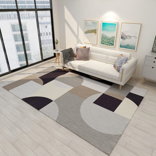 Grey and Blue Bedroom Rug Modern Colorblock Geometry Pattern Area Rug Polyester Pet Friendly Carpet Grey Clearhalo 'Area Rug' 'Modern' 'Rugs' Rug' 1715034