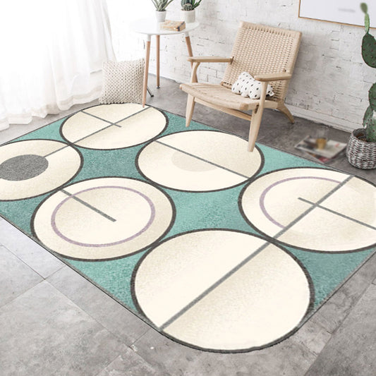 Simple Novelty Irregular Rug in Green and Ivory Colorblock Circle Pattern Rug Polyester Non-Slip Carpet for Home Decor Clearhalo 'Area Rug' 'Rug' 1715054