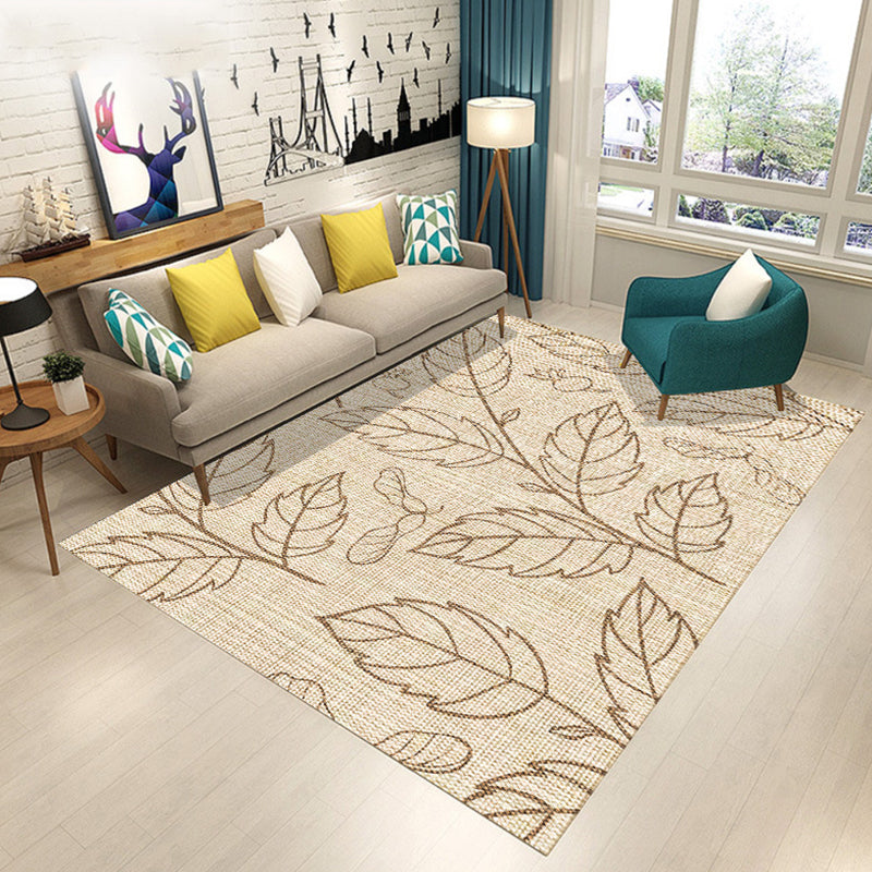 Blue and Brown Bedroom Rug Modern Botanical Flower Leaf Pattern Area Rug Polyester Pet Friendly Carpet Clearhalo 'Area Rug' 'Modern' 'Rugs' Rug' 1715145