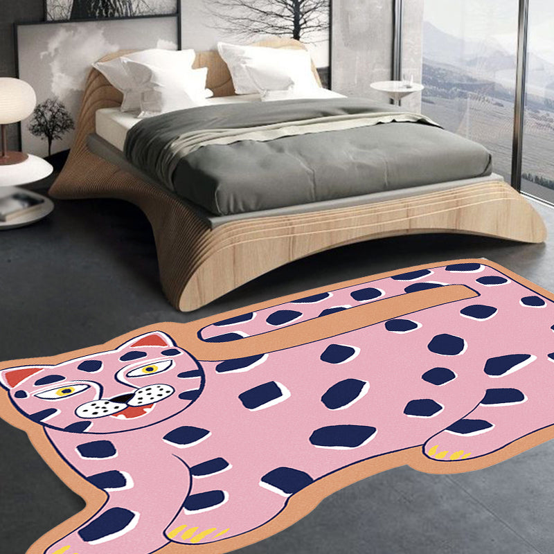 Stylish Kids Irregular Rug in Pink and Brown Animal Tiger Lion Pattern Rug Polyester Washable Carpet for Child's Room Pink Clearhalo 'Area Rug' 'Rug' 1715175