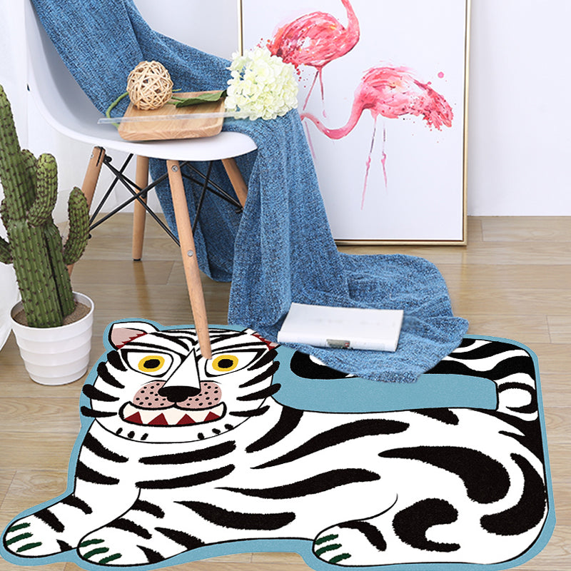 Stylish Kids Irregular Rug in Pink and Brown Animal Tiger Lion Pattern Rug Polyester Washable Carpet for Child's Room White Clearhalo 'Area Rug' 'Rug' 1715178