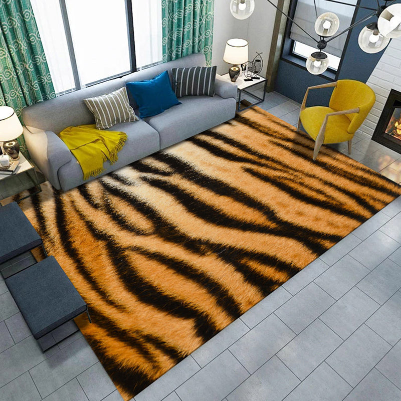 Modern Living Room Rug in Black and Orange Animal Giraffe Tiger Leopard Print Rug Polyester Non-Slip Area Rug Yellow-Red Clearhalo 'Area Rug' 'Modern' 'Rugs' Rug' 1715237