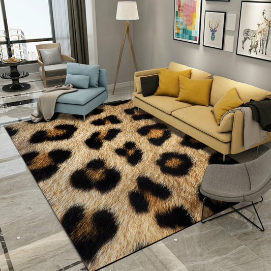 Modern Living Room Rug in Black and Orange Animal Giraffe Tiger Leopard Print Rug Polyester Non-Slip Area Rug Light Brown Clearhalo 'Area Rug' 'Modern' 'Rugs' Rug' 1715244