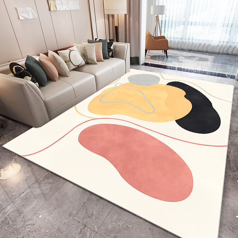 Beige Abstract Rug Polyester Modern Rug Non-Slip Backing Pet Friendly Area Rug for Living Room Yellow Clearhalo 'Area Rug' 'Rug' 1715261