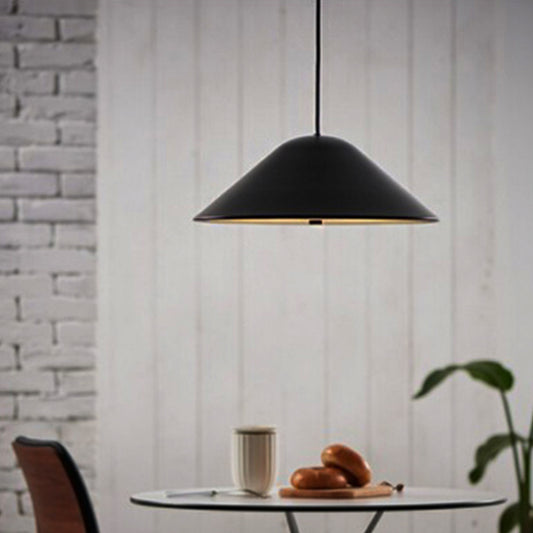 Matte Black/Polished Chrome/Polished Rose Gold Tapered Suspension Light Modern Metal 1 Light Ceiling Pendant Light for Dining Room Clearhalo 'Ceiling Lights' 'Modern Pendants' 'Modern' 'Pendant Lights' 'Pendants' Lighting' 171528