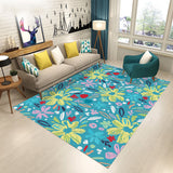 Scandinavian Modern Rug in Black and Blue Botanical Leaf Floral Pattern Rug Polyester Pet Friendly Carpet for Home Decor Dark Blue Clearhalo 'Area Rug' 'Modern' 'Rugs' Rug' 1715312