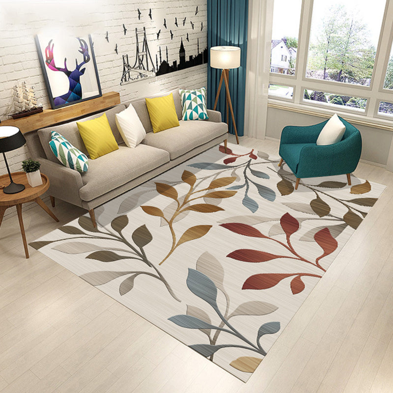 Scandinavian Modern Rug in Black and Blue Botanical Leaf Floral Pattern Rug Polyester Pet Friendly Carpet for Home Decor Brown Clearhalo 'Area Rug' 'Modern' 'Rugs' Rug' 1715318